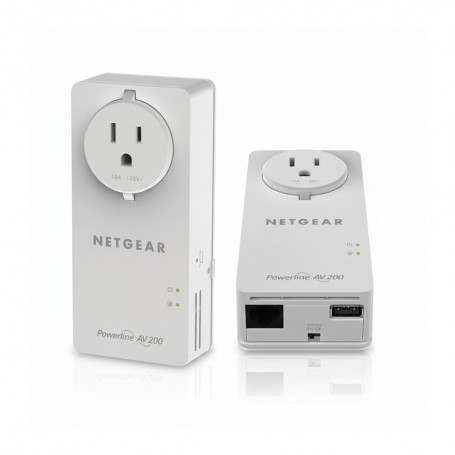 NETGEAR XAUB2511-100NAS Powerline 200Mbps 2-Port PassThru Adapte (XAUB2511-100NAS)