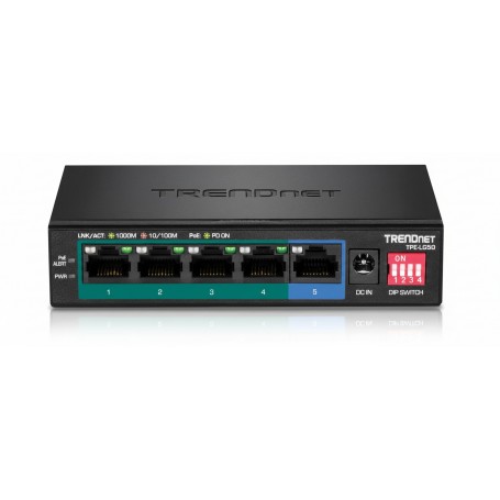 TRENDnet TPE-LG50 5-Port Gigabit Long Range PoE+ Switch, 200m Range (TPE-LG50)