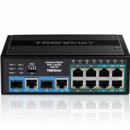 TRENDnet TI-BG104 10-Port Industrial Gigabit PoE++ DIN-Rail Switch (TI-BG104)