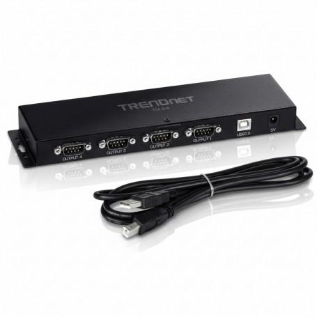 TRENDnet TU-S4, 4-Port USB to Serial RS232 Hub, Black (TU-S4)