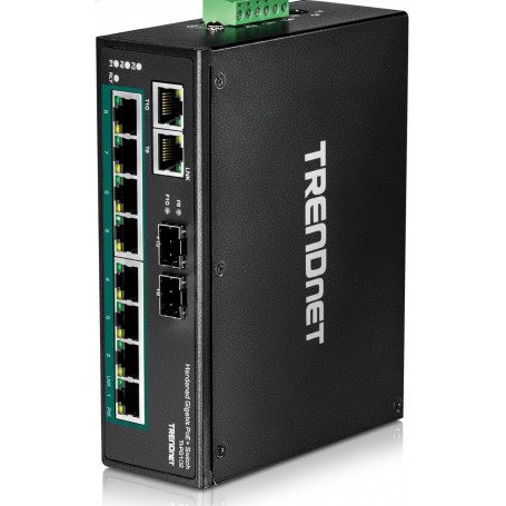 TRENDnet TI-PG102 10-Port Industrial Gigabit PoE+ DIN-Rail Switch (TI-PG102)