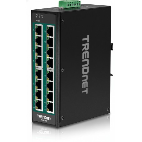 TRENDnet TI-PG160 16 Port Hardened Industrial PoE DIN Rail Switch (TI-PG160)