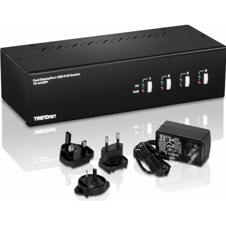 TRENDnet TK-440DP 4-Port Dual Monitor Display Port KVM Switch, 4K UHD (TK-440DP)