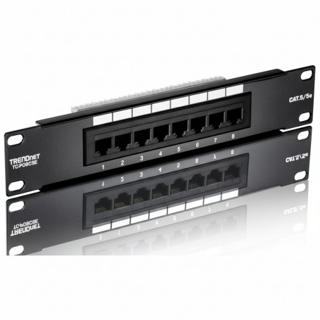 TRENDnet TC-P08C5E 8-Port Cat5e Unshielded Patch Panel (10" wide) (TC-P08C5E)