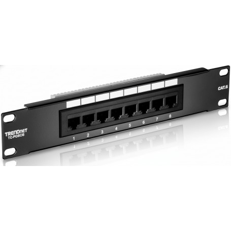 TRENDnet TC-P08C6 8-Port Cat6 Unshielded Patch Panel 10in wide (TC-P08C6)