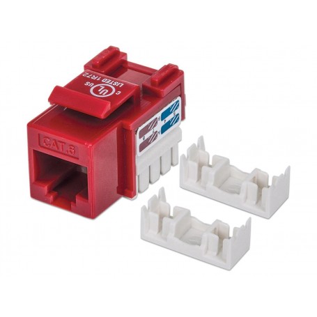 Intellinet 210614 Cat6 Keystone Jack, UTP, Punch-Down, Red (210614)