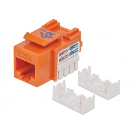Intellinet 210775 Cat6 Keystone Jack, UTP, Punch-Down, Orange (210775)