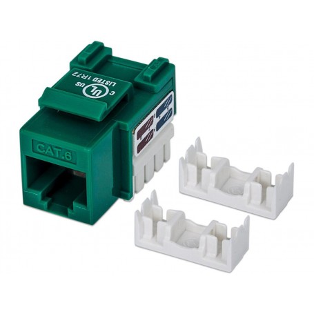 Intellinet 210638 Cat6 Keystone Jack, UTP, Punch-Down, Green (210638)