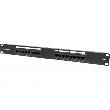 Intellinet 519526 Cat6 Patch Panel, 16-Port, UTP, 1U (519526)
