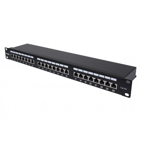 INTELLINET 720861 Cat6a Shielded 24-Port Patch Panel, 1U (720861)