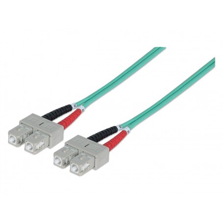Intellinet 750837 Fiber Optic Patch Cable OM3 SC to SC Duplex Multimode Aqua (750837)
