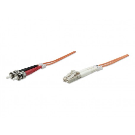 Intellinet 471329 Fiber Optic Patch Cable Orange OM1 LC to ST Duplex Multimode (471329)