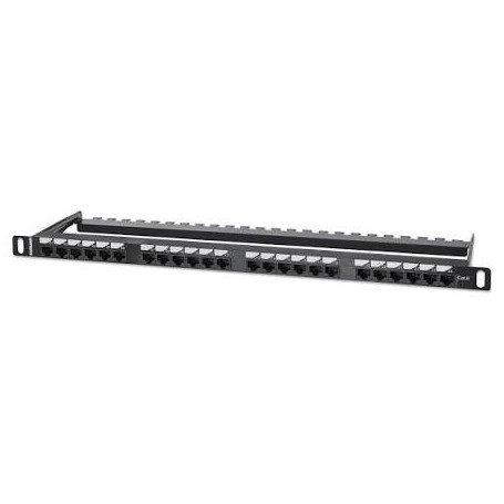INTELLINET 721073 Cat6 24-Port Patch Panel, 0.5U (721073)