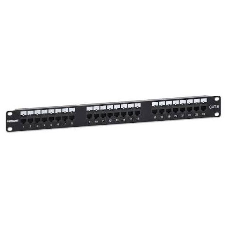 INTELLINET 721080 Port Identifier Cat6 24-Port Patch Panel with LEDs, 1U (721080)