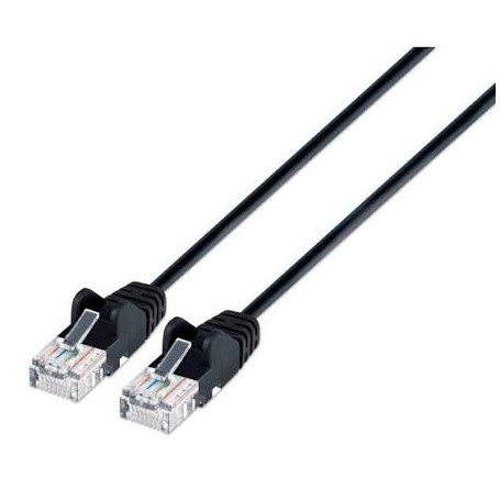 INTELLINET 742443 Cat6 U/UTP Slim Network Patch Cable, 1 ft., Black (742443)