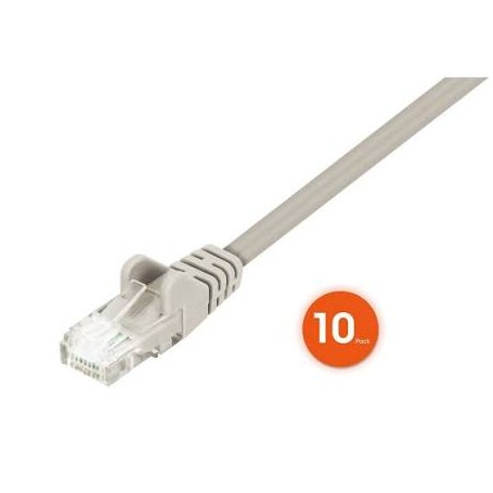 INTELLINET 744683 3 ft Cat6 U/UTP Slim Network Patch Cable (10-Pack, Gray) (744683)