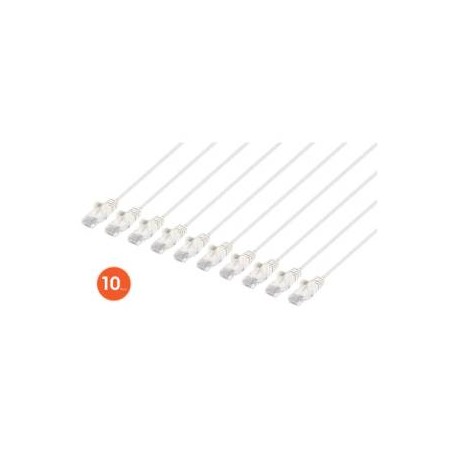 INTELLINET 744270 3 ft Cat6 U/UTP Slim Network Patch Cable (10-Pack, White) (744270)
