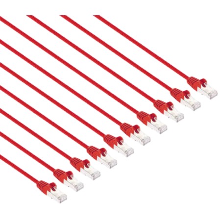 Intellinet 745512 Cat8 1 U FTP Slim Network Patch Cable 0 5 ft Red 10 Pack (745512)