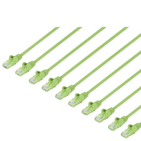INTELLINET 744584 Cat6 U UTP Slim Network Patch Cable 0 5 ft Bright Green 10 Pack (744584)